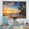 Designart - Paradise Tropical Island Beach with Palms - Extra Large Seascape Art Framed Canvas